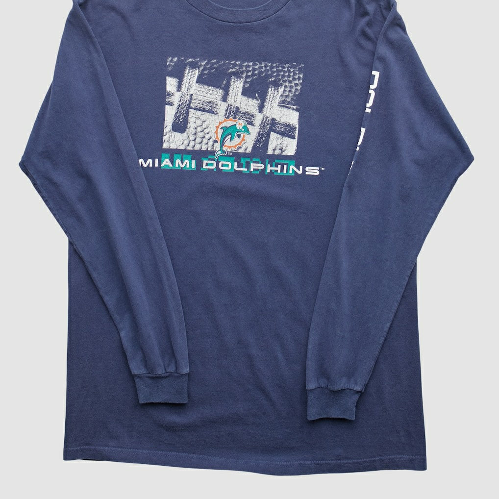 Miami Dolphins 2000s Long Sleeve T-shirt Navy Vintage - Fanatics
