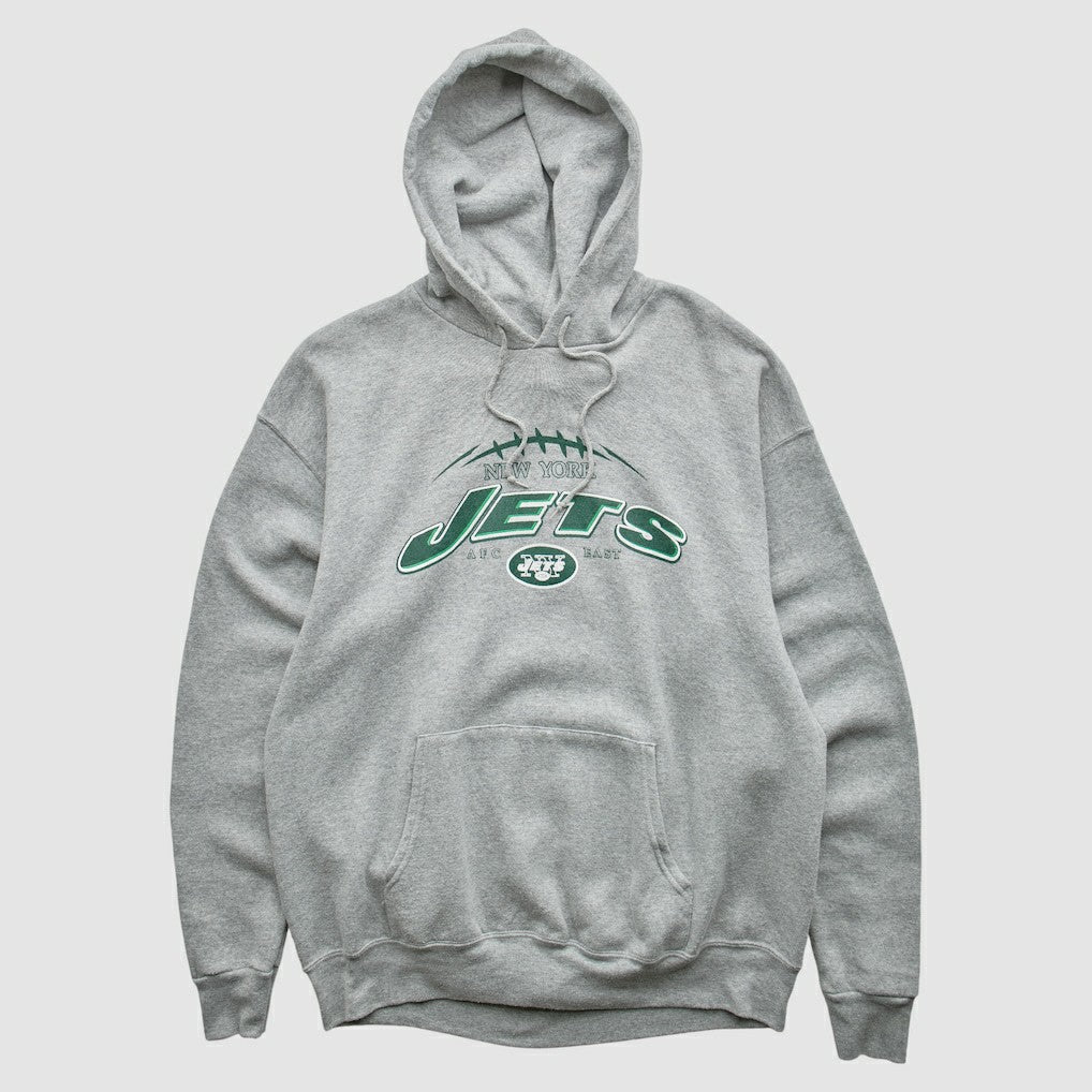 New York Jets NFL 2000s Hooded Pullover Sweatshirt Heather Gray Vintage - Fanatics
