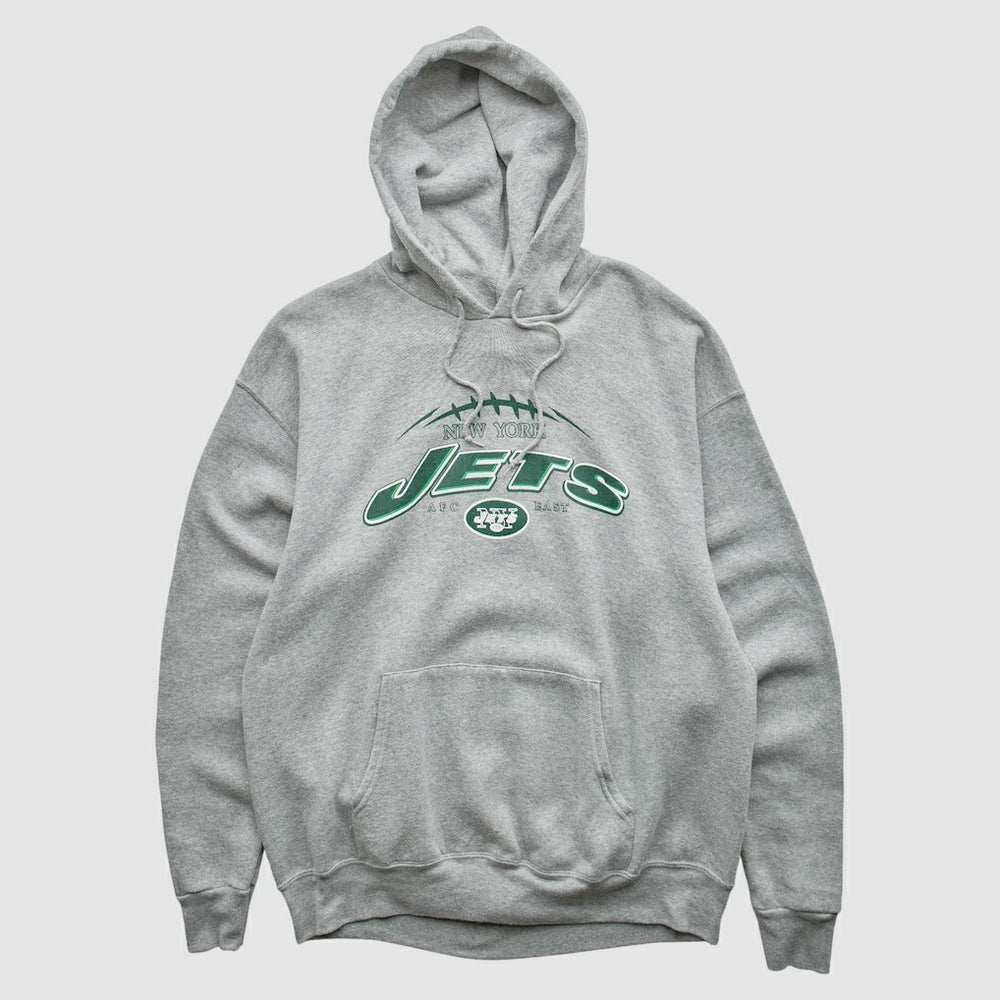 New York Jets NFL 2000s Hooded Pullover Sweatshirt Heather Gray Vintage - Fanatics
