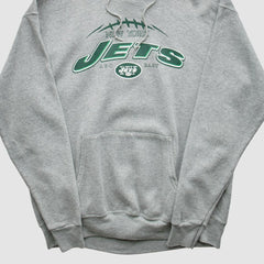 New York Jets NFL 2000s Hooded Pullover Sweatshirt Heather Gray Vintage - Fanatics