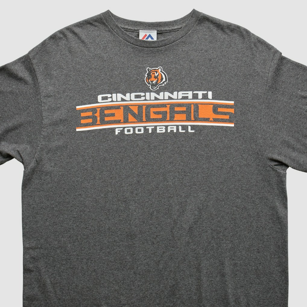Cincinnati Bengals Majestic 2010s T-shirt Dark Heather Gray Vintage - Fanatics