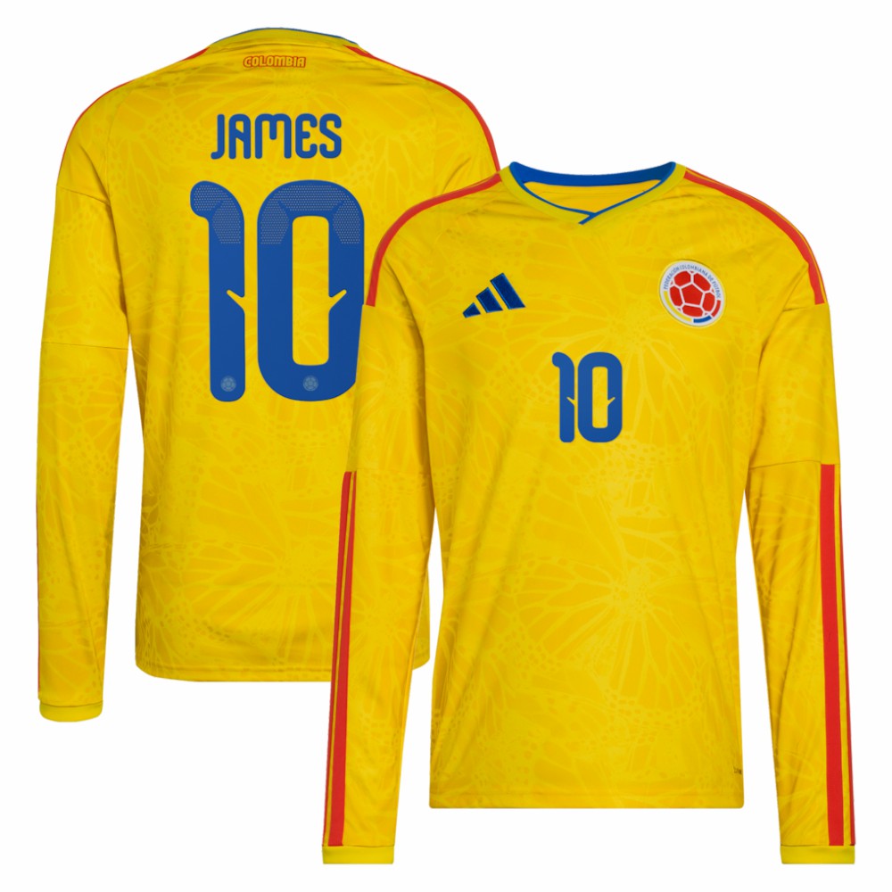 Adidas James Rodriguez Colombia National Team 2026 Home Replica Long Sleeve Jerseys - Yellow