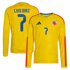 Adidas Luis Diaz Colombia National Team 2026 Home Replica Long Sleeve Jerseys - Yellow