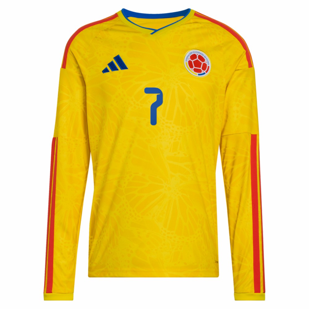 Adidas Luis Diaz Colombia National Team 2026 Home Replica Long Sleeve Jerseys - Yellow