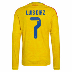 Adidas Luis Diaz Colombia National Team 2026 Home Replica Long Sleeve Jerseys - Yellow