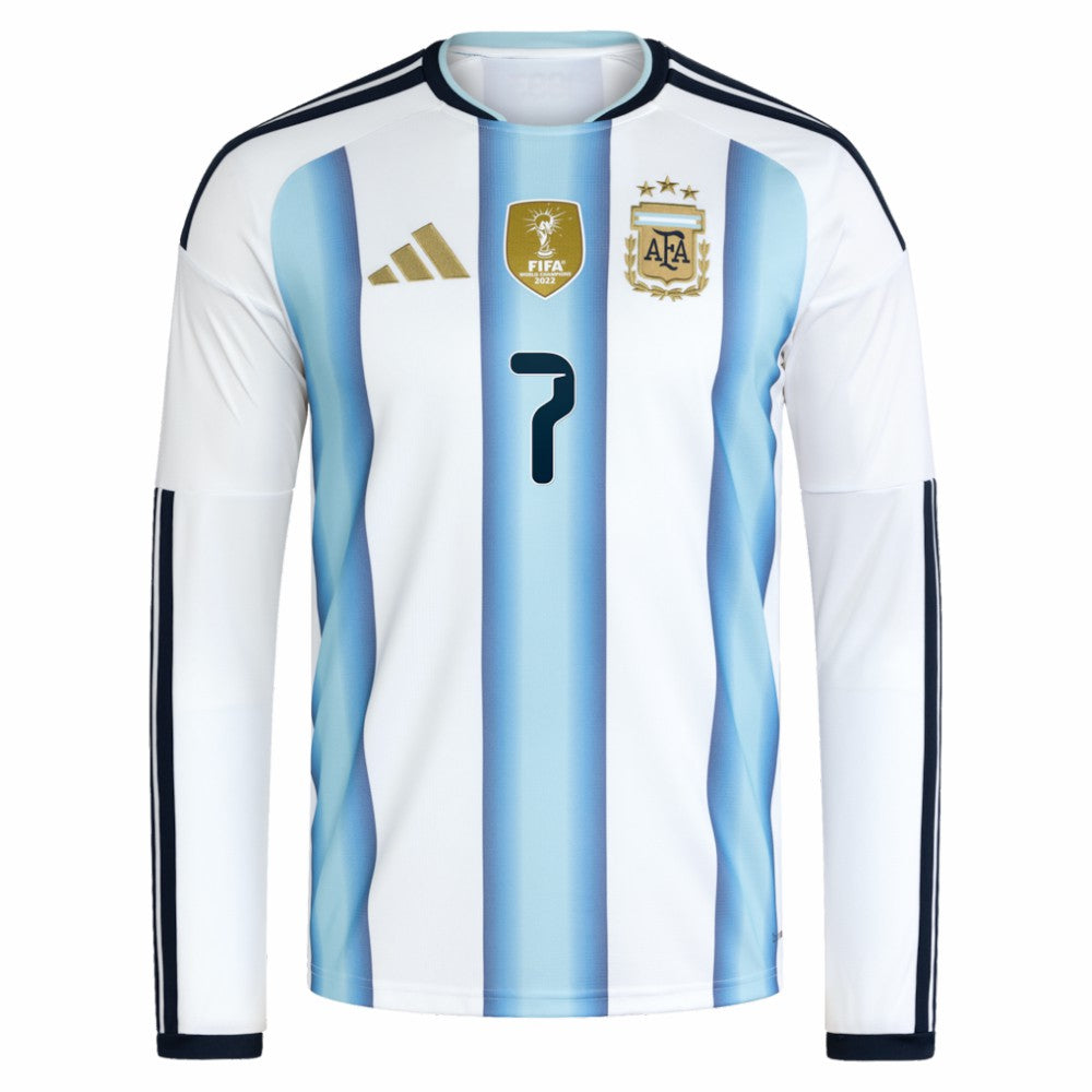 Adidas Rodrigo De Paul Argentina National Team 2026 Home Replica Long Sleeve Jerseys - White