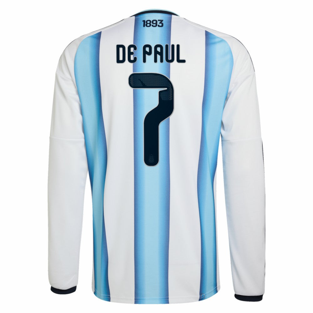 Adidas Rodrigo De Paul Argentina National Team 2026 Home Replica Long Sleeve Jerseys - White