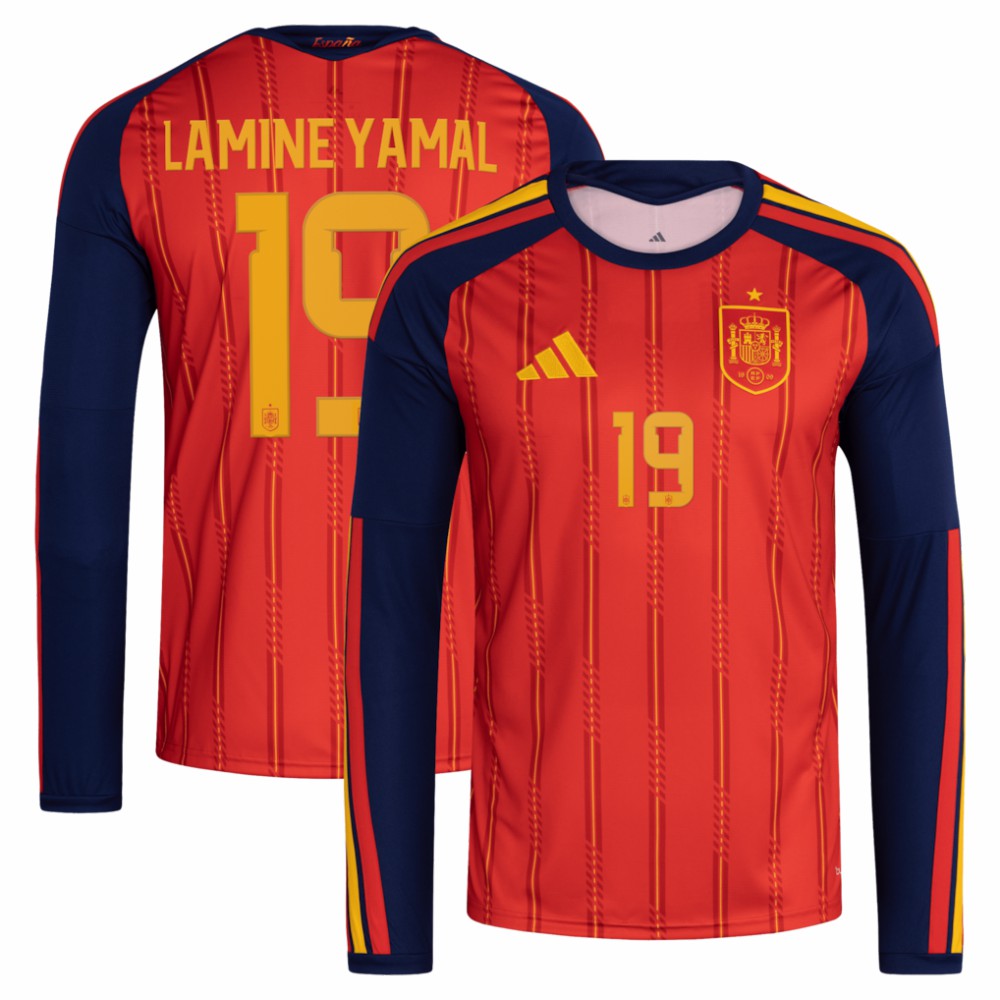 Adidas Lamine Yamal Spain National Team 2026 Home Replica Long Sleeve Jerseys - Red
