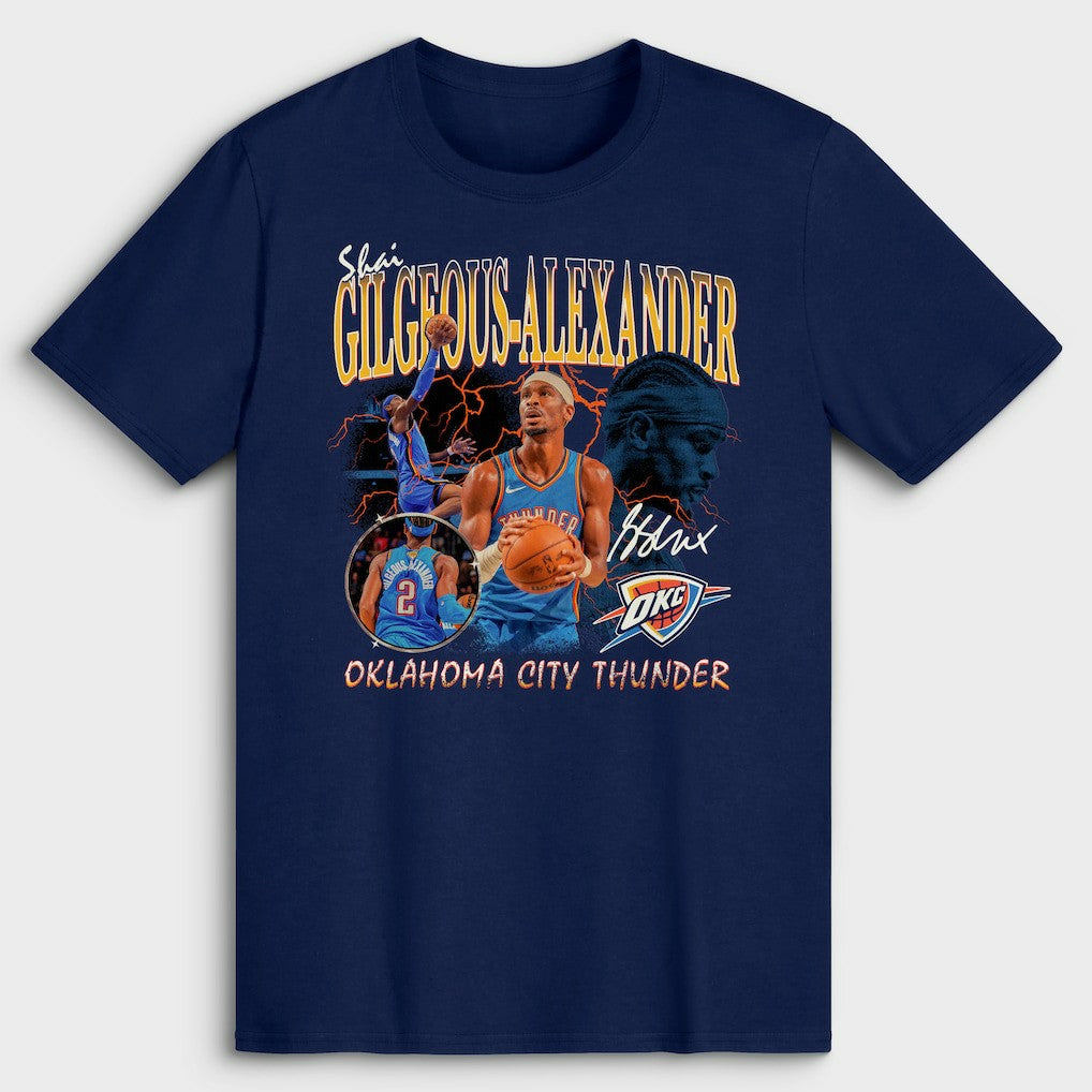 NBA - Shai Gilgeous-Alexander Oklahoma City Thunder Player Collage T-Shirt - Navy