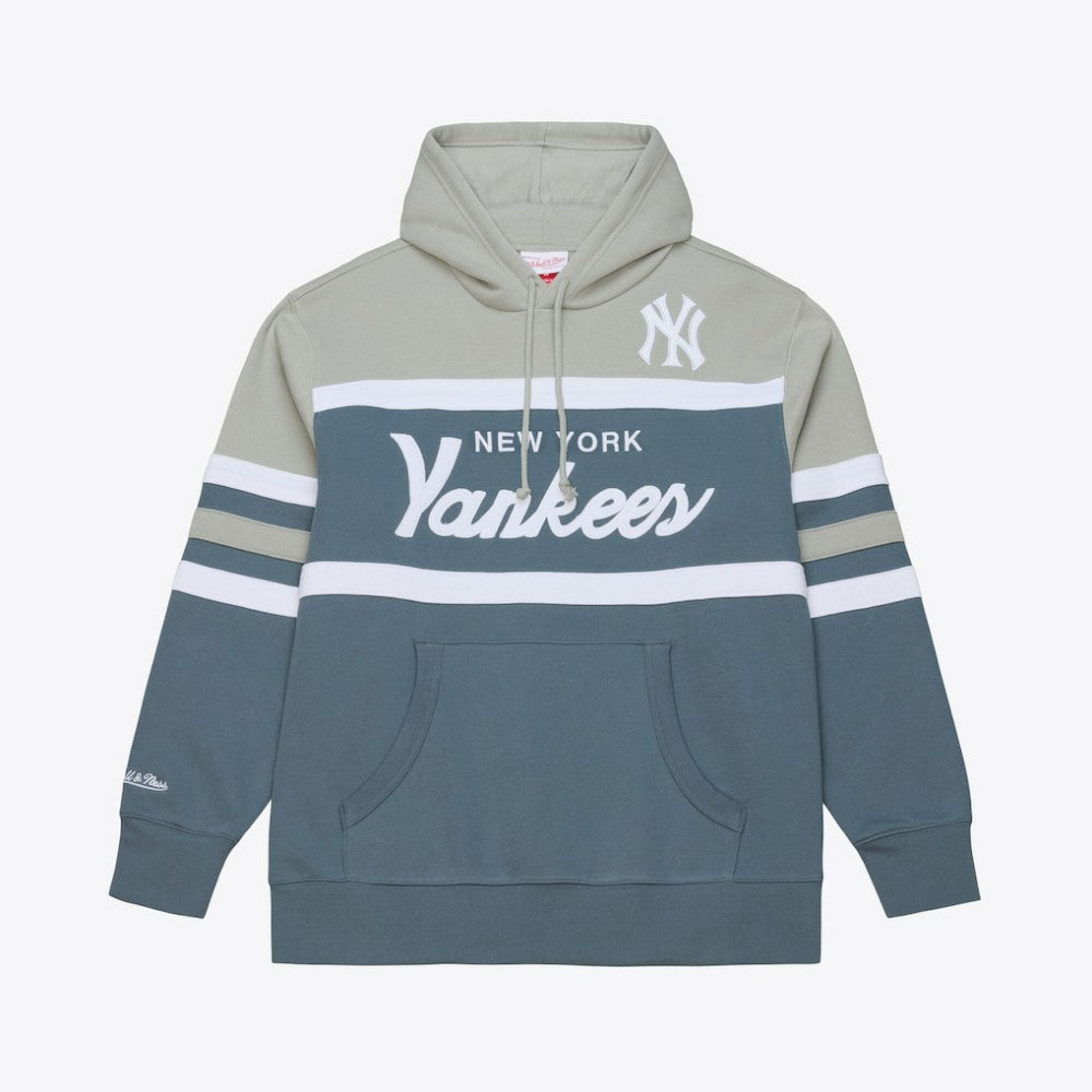 New York Yankees Mitchell & Ness Cooperstown Collection Thunderstorm Head Coach Hoodie Lifestyle