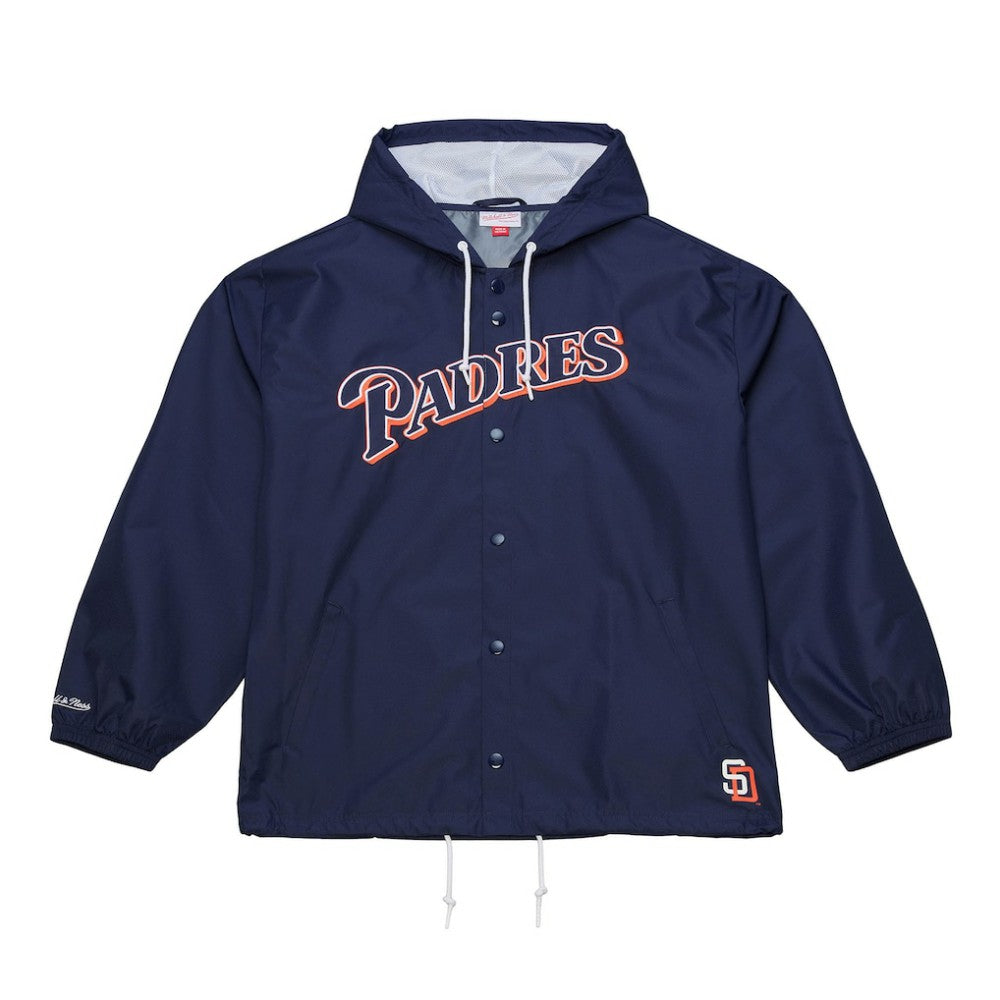 San Diego Padres Mitchell & Ness Full-Snap Hooded Coaches Jacket Lifestyle