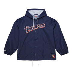 San Diego Padres Mitchell & Ness Full-Snap Hooded Coaches Jacket Lifestyle