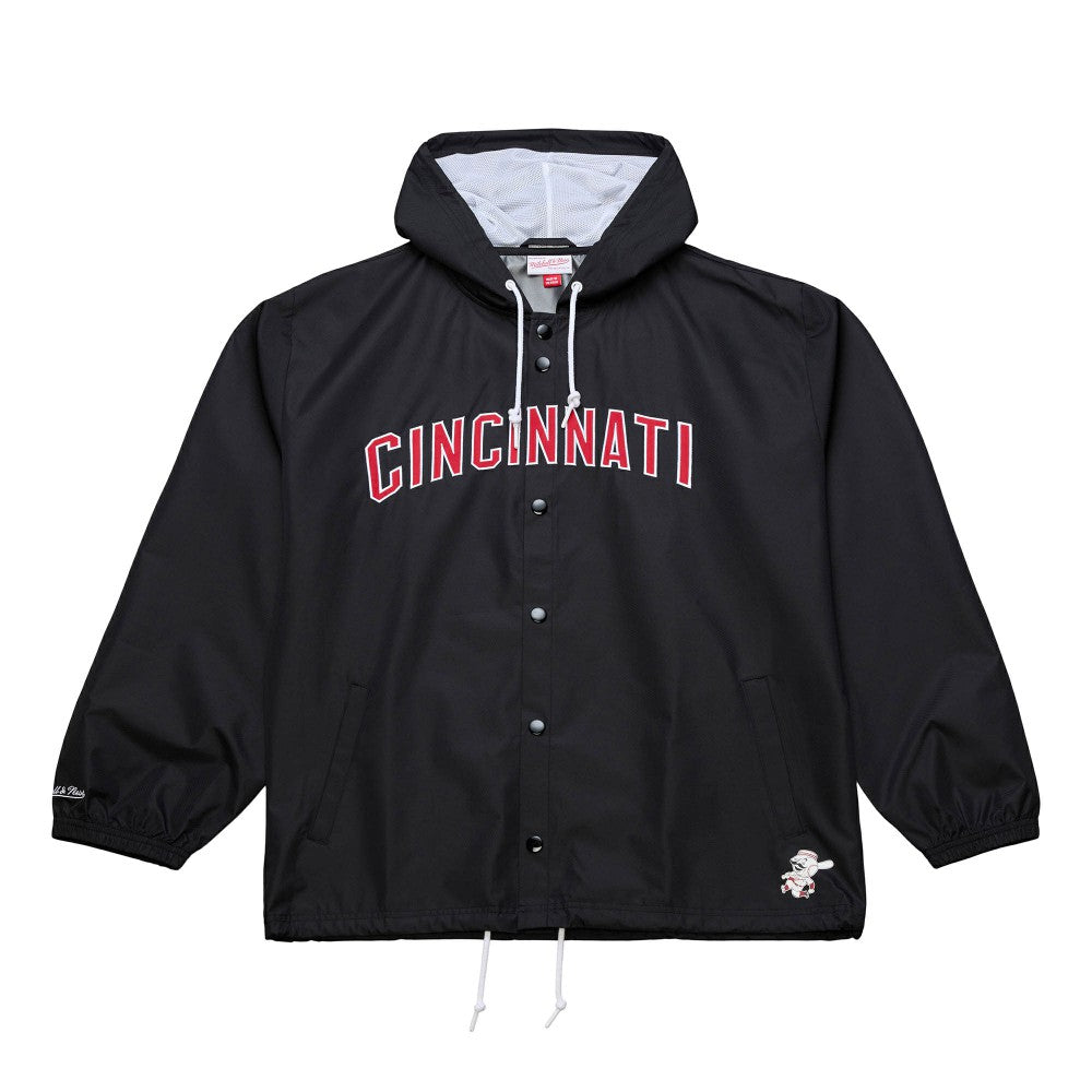 Cincinnati Reds Mitchell & Ness Full-Snap Hooded Coaches Jacket Lifestyle