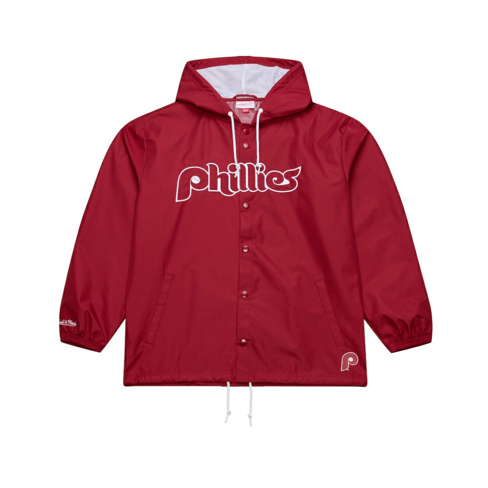 Philadelphia Phillies Mitchell & Ness Full-Snap Hooded Coaches Jacket Lifestyle