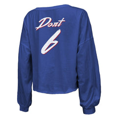 Jaxson Dart New York Giants Majestic Threads Women's Script Name & Number Long Sleeve T-Shirt Royal - NFL