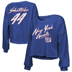 Cam Skattebo New York Giants Majestic Threads Women's Script Name & Number Long Sleeve T-Shirt Royal - NFL