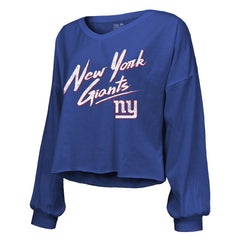 Cam Skattebo New York Giants Majestic Threads Women's Script Name & Number Long Sleeve T-Shirt Royal - NFL