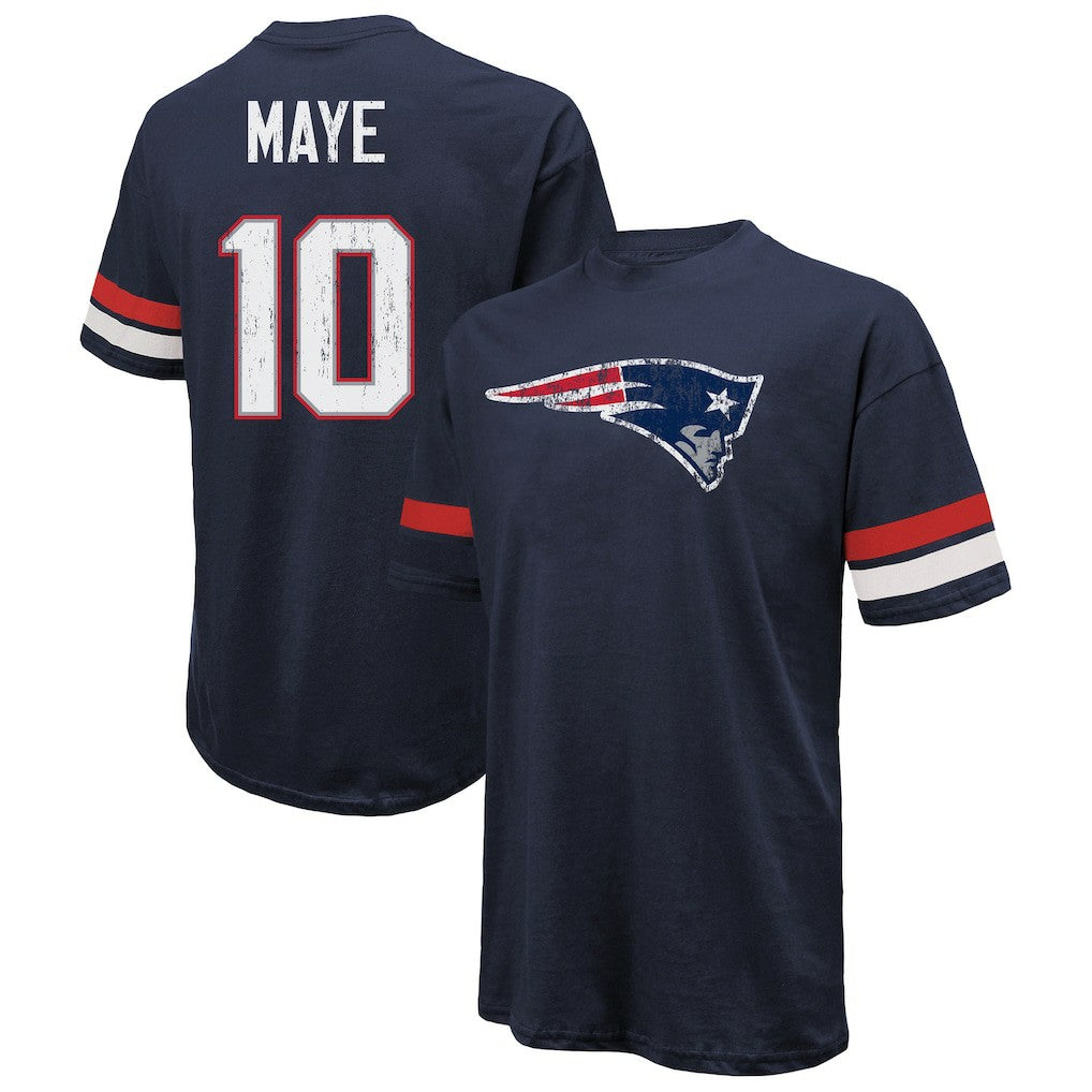 Drake Maye New England Patriots Majestic Threads Oversized T-Shirt Navy - NFL