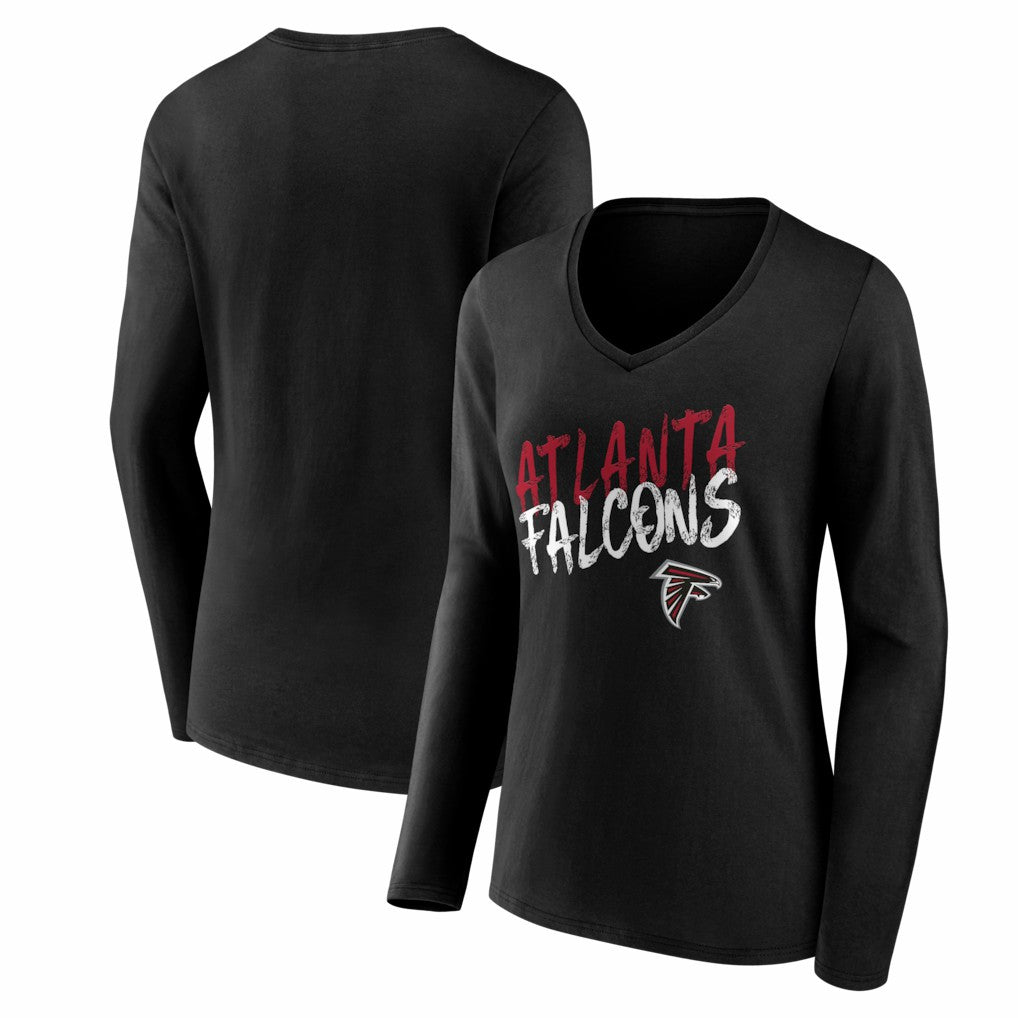 Atlanta Falcons Women's Hustle Long Sleeve V-Neck T-Shirt Black - NFL