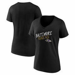 Baltimore Ravens Women's Hustle V-Neck T-Shirt Black - NFL