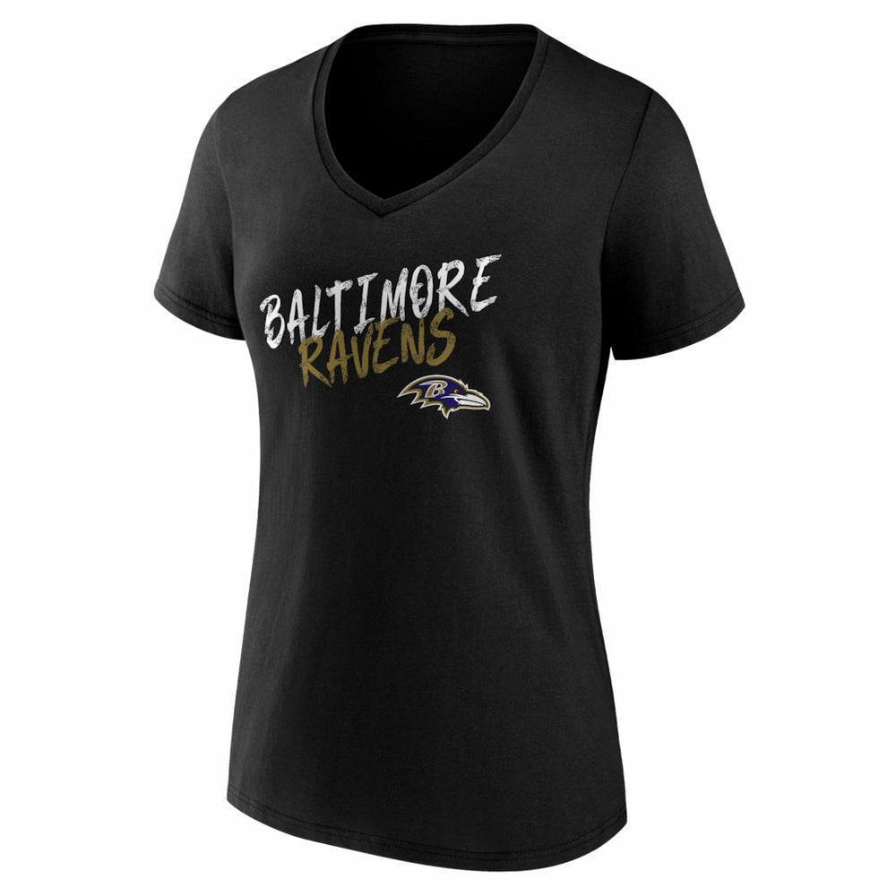 Baltimore Ravens Women's Hustle V-Neck T-Shirt Black - NFL