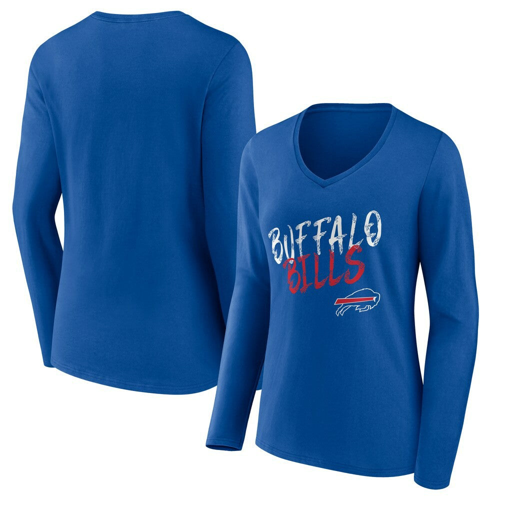 Buffalo Bills Women's Hustle Long Sleeve V-Neck T-Shirt Royal - NFL