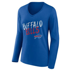 Buffalo Bills Women's Hustle Long Sleeve V-Neck T-Shirt Royal - NFL