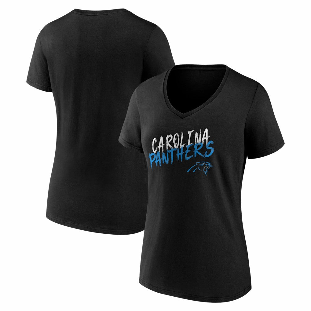 Carolina Panthers Women's Hustle V-Neck T-Shirt Black - NFL