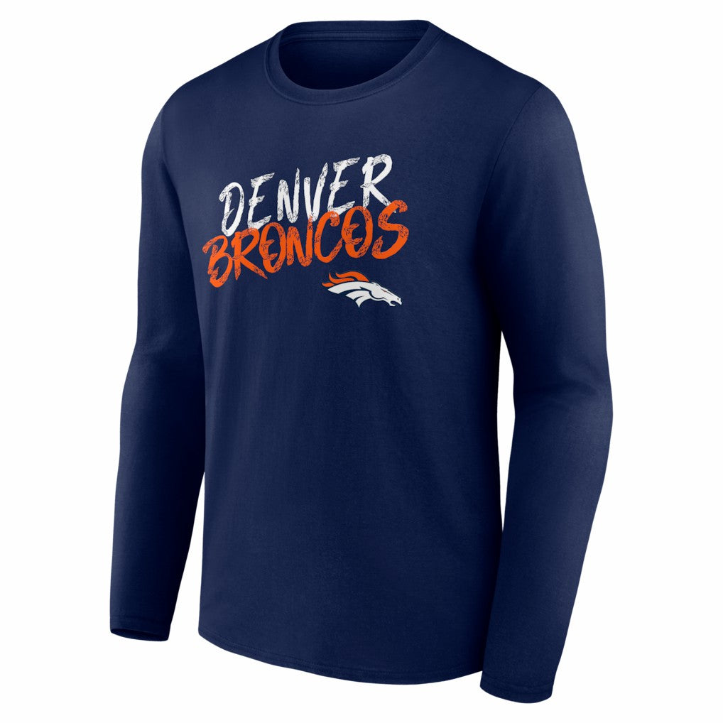 Denver Broncos Hustle Long Sleeve T-Shirt Navy - NFL