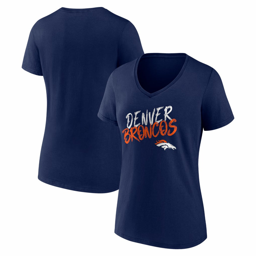 Denver Broncos Women's Hustle V-Neck T-Shirt Navy - NFL