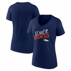 Denver Broncos Women's Hustle V-Neck T-Shirt Navy - NFL