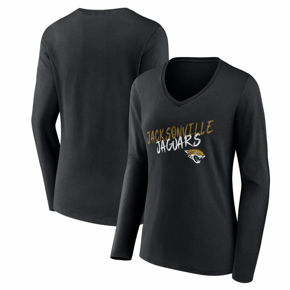 Jacksonville Jaguars Women's Hustle Long Sleeve V-Neck T-Shirt Black - NFL