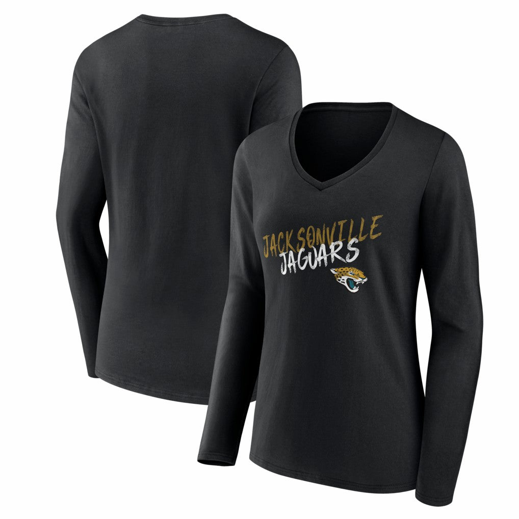 Jacksonville Jaguars Women's Hustle Long Sleeve V-Neck T-Shirt Black - NFL