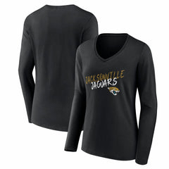 Jacksonville Jaguars Women's Hustle Long Sleeve V-Neck T-Shirt Black - NFL