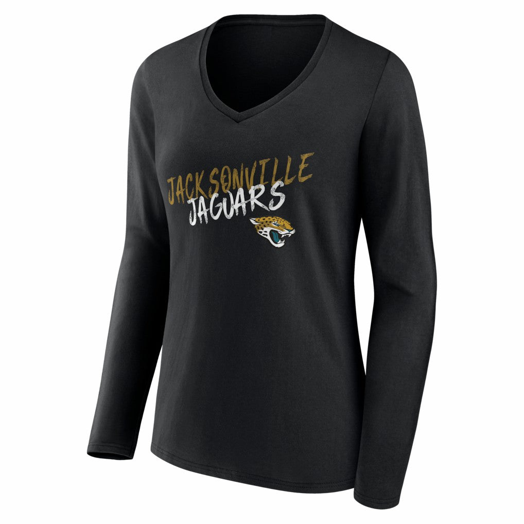 Jacksonville Jaguars Women's Hustle Long Sleeve V-Neck T-Shirt Black - NFL