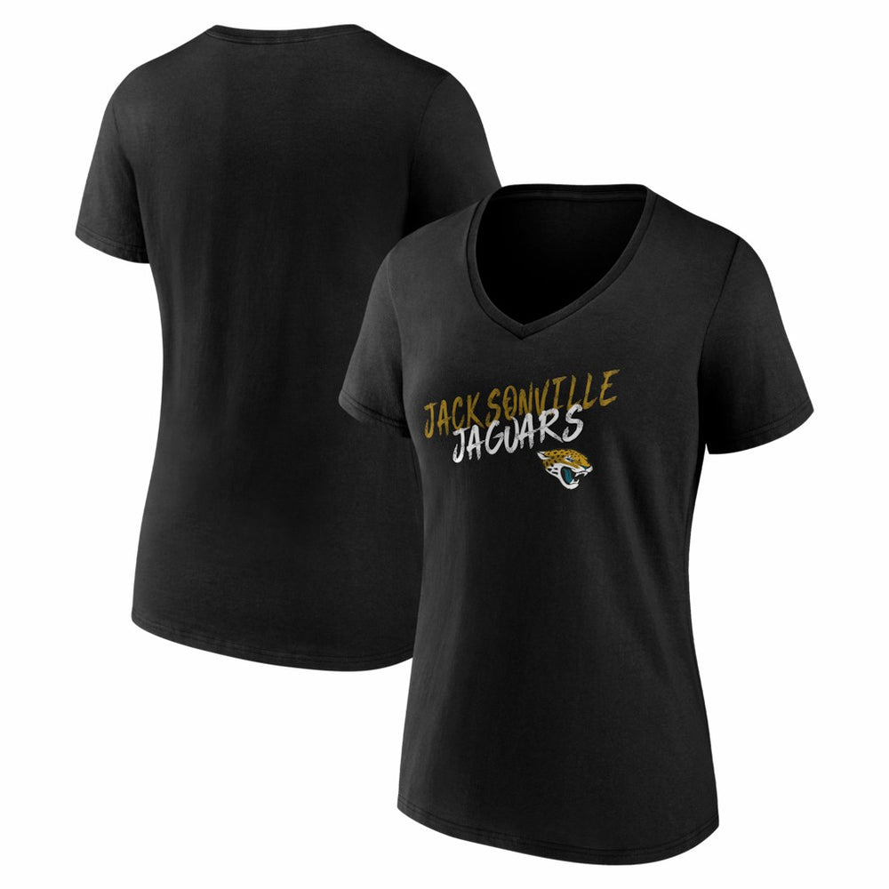 Jacksonville Jaguars Women's Hustle V-Neck T-Shirt Black - NFL