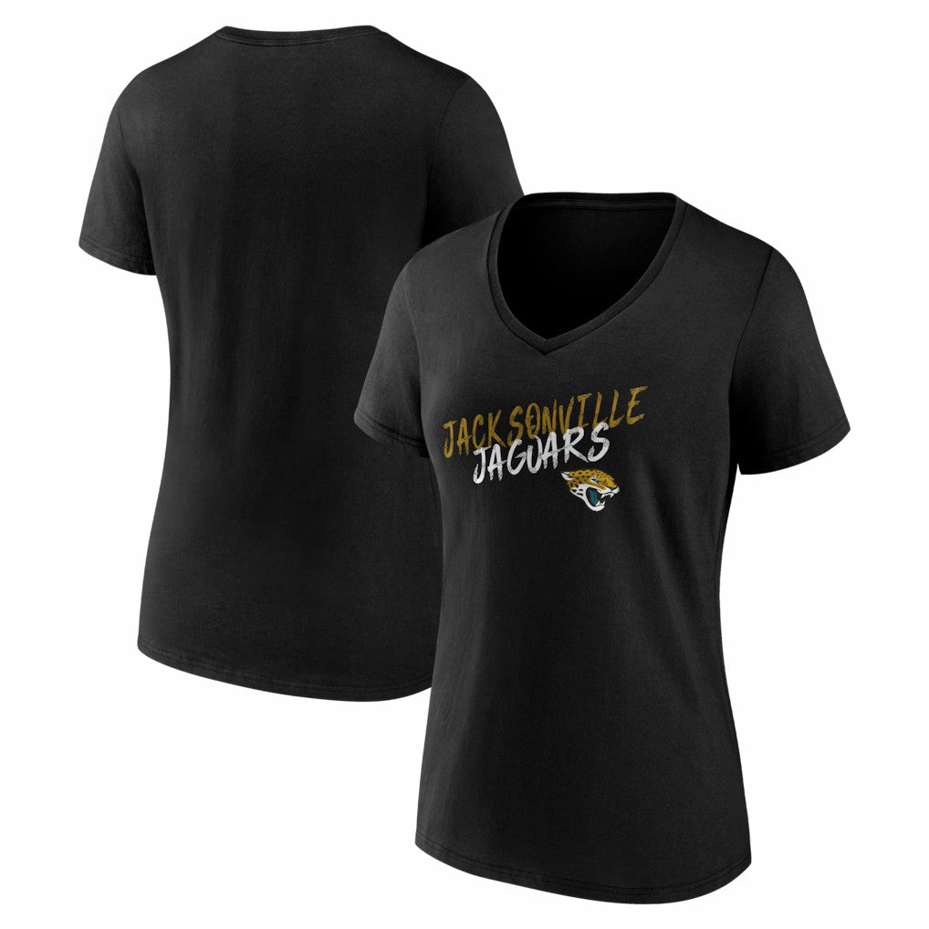 Jacksonville Jaguars Women's Hustle V-Neck T-Shirt Black - NFL