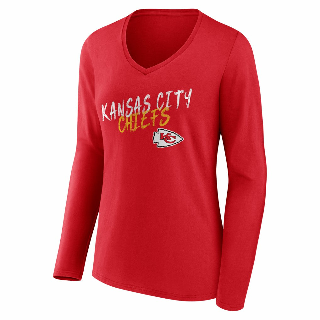 Kansas City Chiefs Women's Hustle Long Sleeve V-Neck T-Shirt Red - NFL