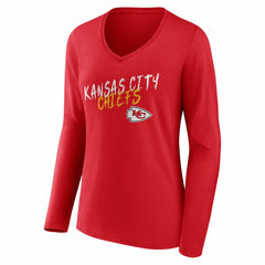 Kansas City Chiefs Women's Hustle Long Sleeve V-Neck T-Shirt Red - NFL