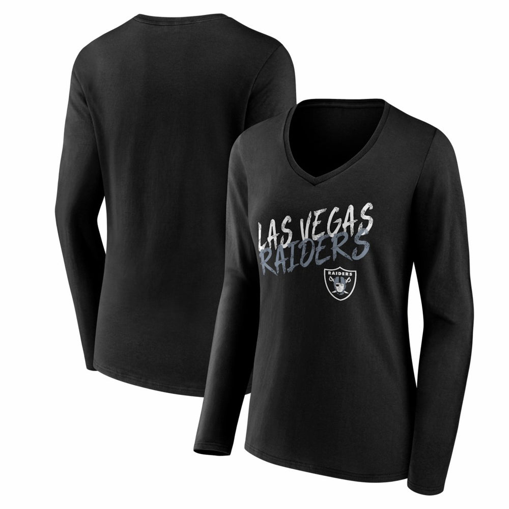 Las Vegas Raiders Women's Hustle Long Sleeve V-Neck T-Shirt Black - NFL