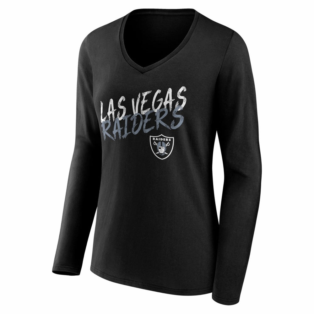 Las Vegas Raiders Women's Hustle Long Sleeve V-Neck T-Shirt Black - NFL