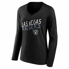 Las Vegas Raiders Women's Hustle Long Sleeve V-Neck T-Shirt Black - NFL