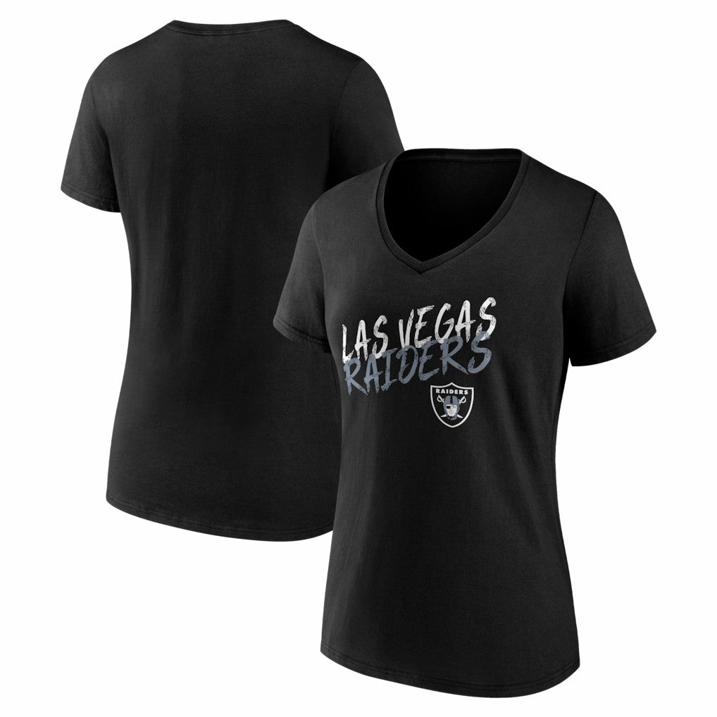 Las Vegas Raiders Women's Hustle V-Neck T-Shirt Black - NFL