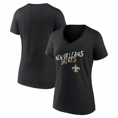 New Orleans Saints Women's Hustle V-Neck T-Shirt Black - NFL