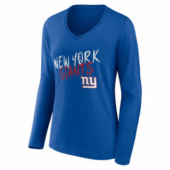 New York Giants Women's Hustle Long Sleeve V-Neck T-Shirt Royal - NFL