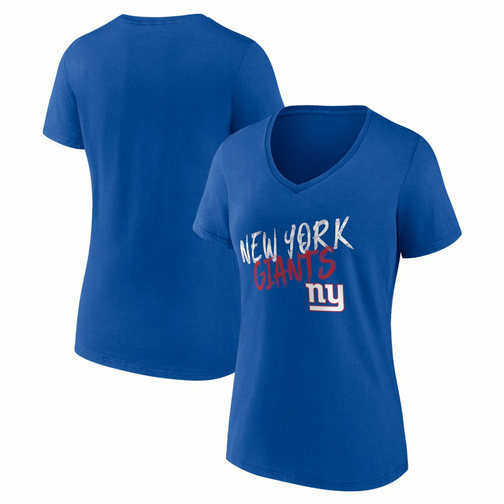 New York Giants Women's Hustle V-Neck T-Shirt Royal - NFL