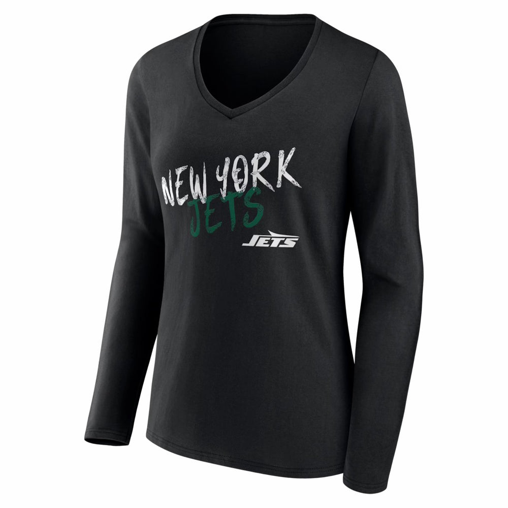 New York Jets Women's Hustle Long Sleeve V-Neck T-Shirt Black - NFL