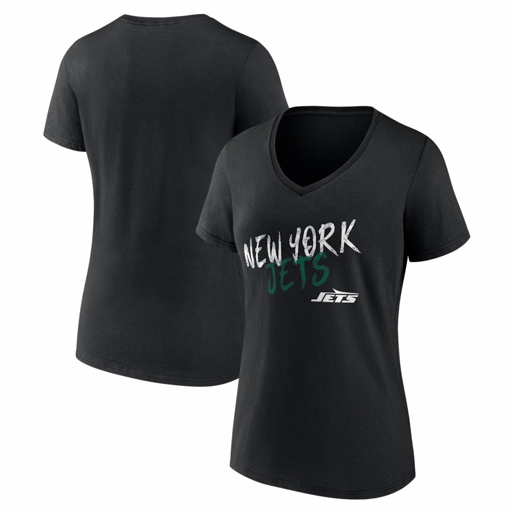 New York Jets Women's Hustle V-Neck T-Shirt Black - NFL