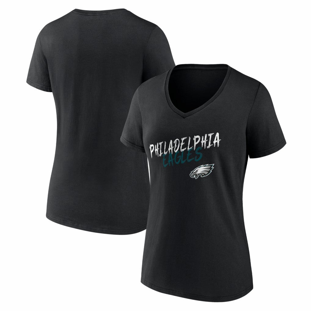 Philadelphia Eagles Women's Hustle V-Neck T-Shirt Black - NFL
