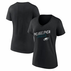 Philadelphia Eagles Women's Hustle V-Neck T-Shirt Black - NFL